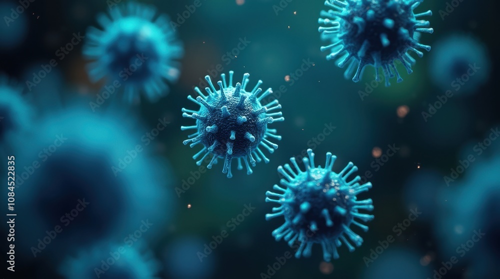 Neon Green Microscopic Bacteria and Viruses Multiplying Neon Green Microscopic Bacteria and Viruses Multiplying