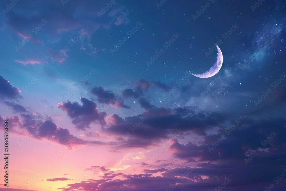 Sky night stars and moon islamic night sunset twilight