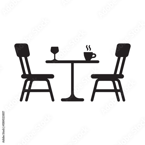 Dining Room set icon with white background vector stock illustration