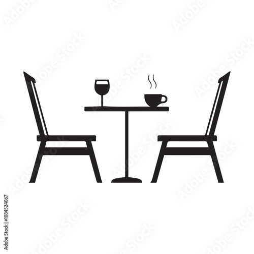 Dining Room set icon with white background vector stock illustration