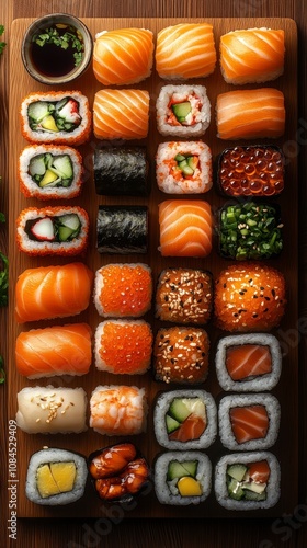 A Colorful Array of Sushi Rolls, A Culinary Delight