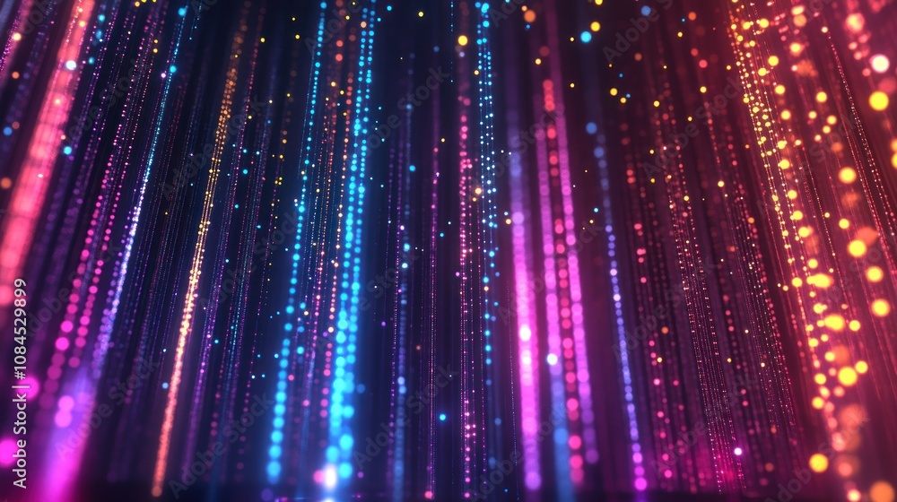 A vibrant, abstract background with glowing lines and particles in various colors. A vibrant, abstract background with glowing lines and particles in various colors.