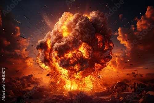 Bomb Blast Wallpaper, Atomic Explosion background, Hydrogen Bomb Explosion, nuclear bomb explosion, Explosion of hydrogen bomb, explosions blasting, AI Generative