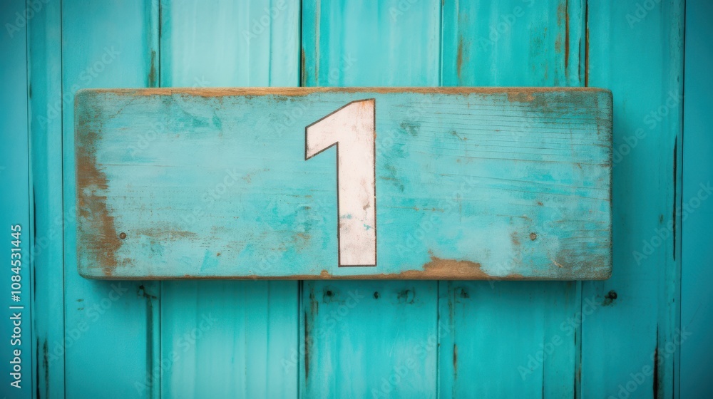 A rustic wooden plaque with the number A rustic wooden plaque with the number