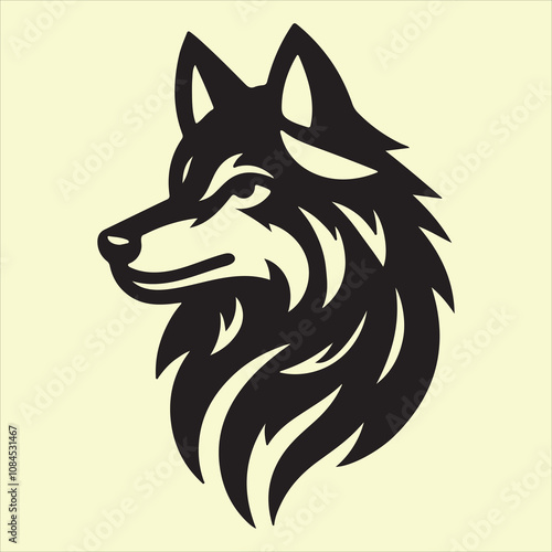 Wolf Head silhouette, perfect for pet-themed designs and branding projects,  ideal for logos, artwork, and digital creations, pet-related projects, perfect for canine lovers  photo