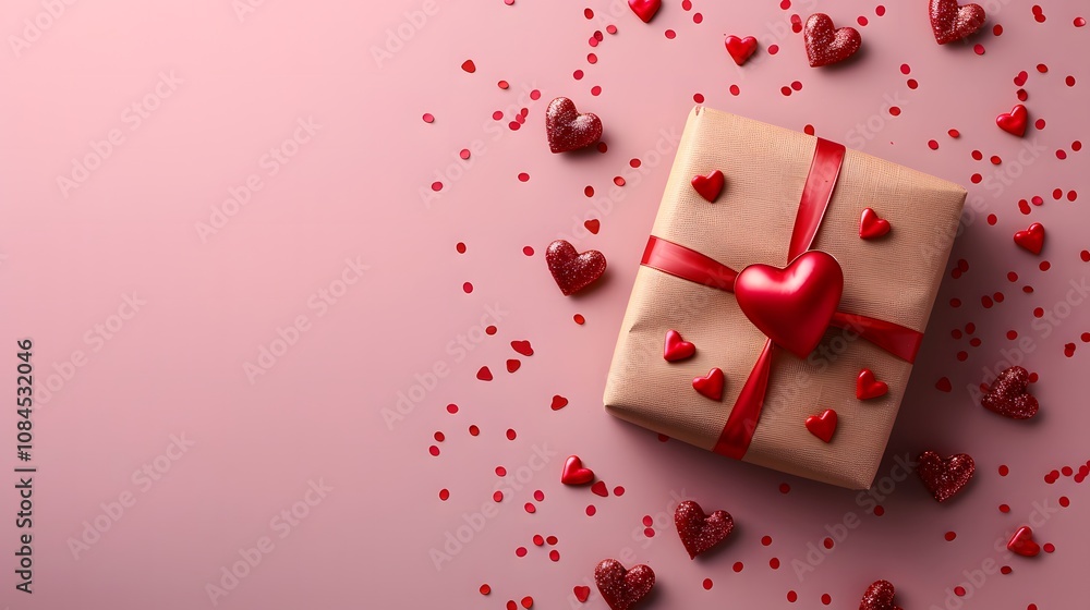 Gift box wrapped with red ribbon and heart decorations on a soft pink background, perfect for Valentine’s Day, romantic celebrations, or love-themed designs.
Gift box wrapped with red ribbon and heart decorations on a soft pink background, perfect for Valentine’s Day, romantic celebrations, or love-themed designs.