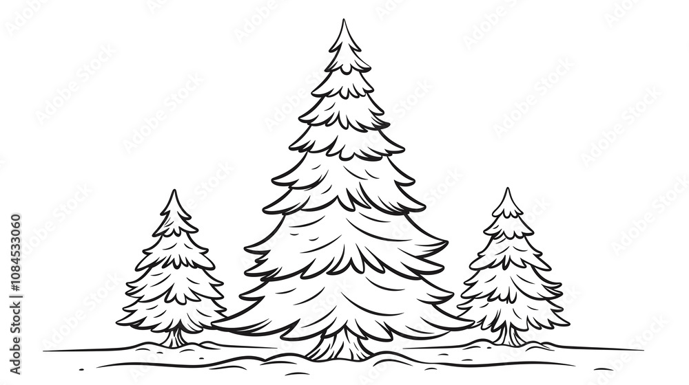 Obraz premium Christmas tree. New Year's and Christmas designs drawn on white background