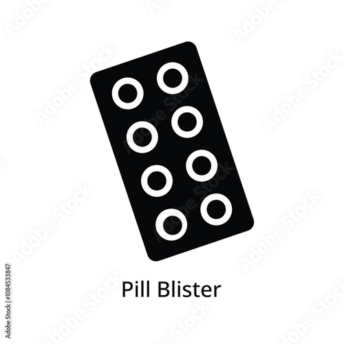 Pill blister icon vector. Medicine capsules package plate symbol flat black solid icon