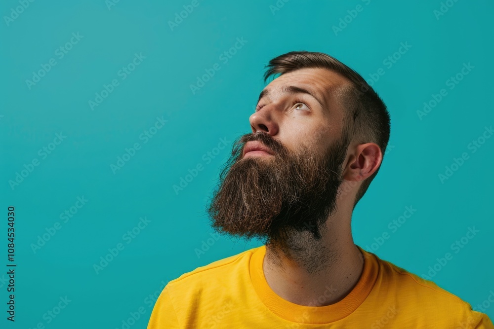 Young man in yellow sports clothes gazes into space. Young man in yellow sports clothes gazes into space.