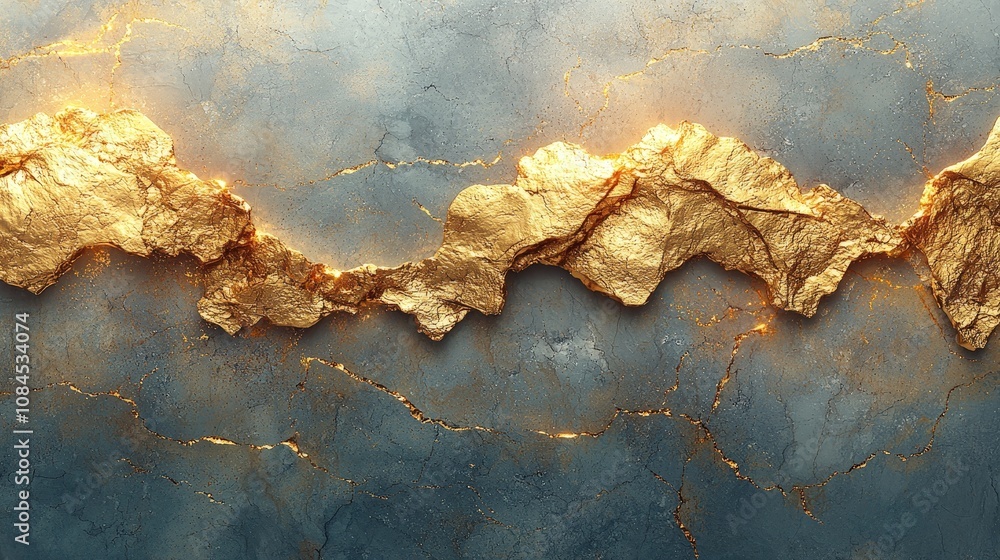 A textured surface featuring gold veins against a blue backdrop, evoking elegance and luxury. A textured surface featuring gold veins against a blue backdrop, evoking elegance and luxury.