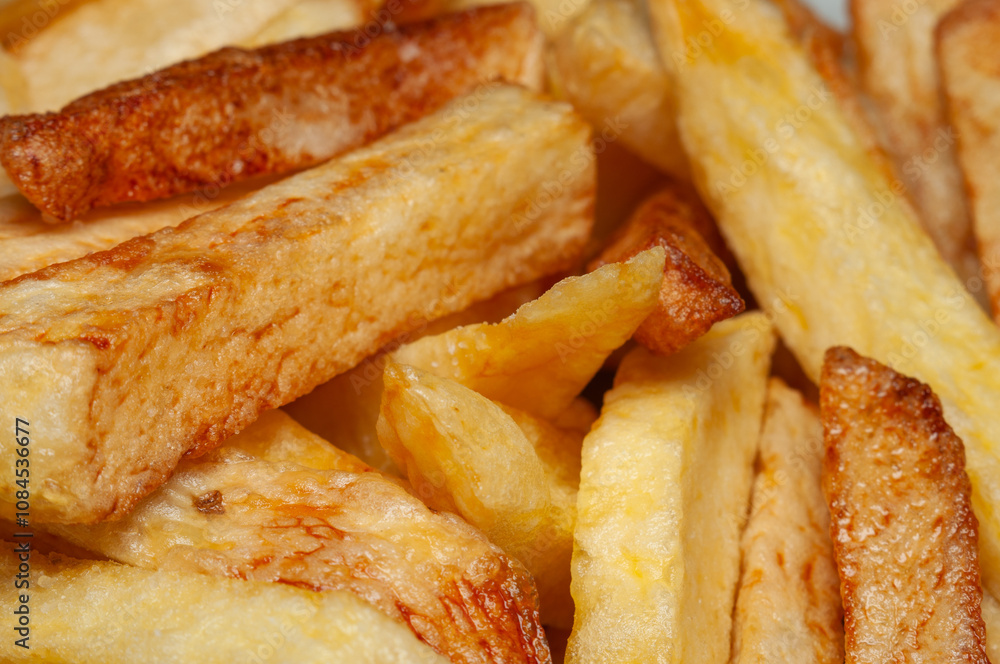 Golden french fries, freshly fried, a perfect snack anytime Golden french fries, freshly fried, a perfect snack anytime