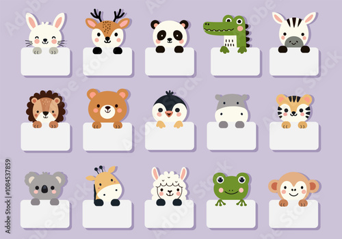 a set of children's text frames with cute animals