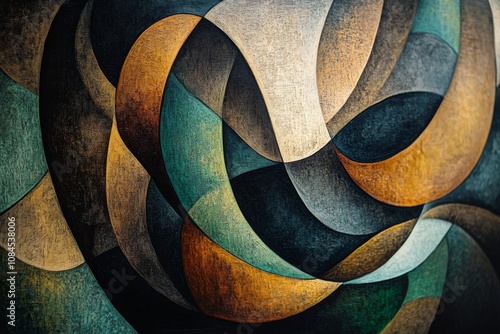 Contemporary abstract artwork showcasing flowing patterns and earthy tones in...
