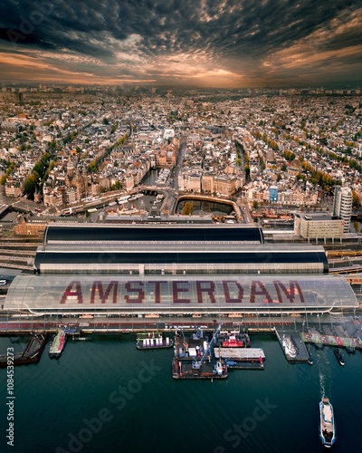 Wallpaper Mural Aerial above Amsterdam, The Netherlands Torontodigital.ca