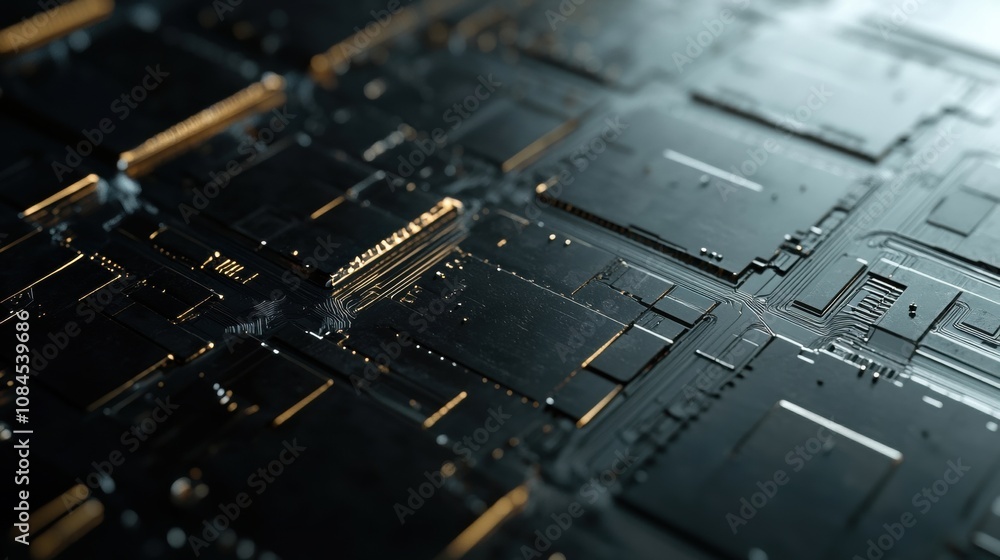 A detailed close-up of a silicon wafer under a microscope, illustrating nanotechnology in the creation of microchips and complex circuits and advanced semiconductor engineering A detailed close-up of a silicon wafer under a microscope, illustrating nanotechnology in the creation of microchips and complex circuits and advanced semiconductor engineering