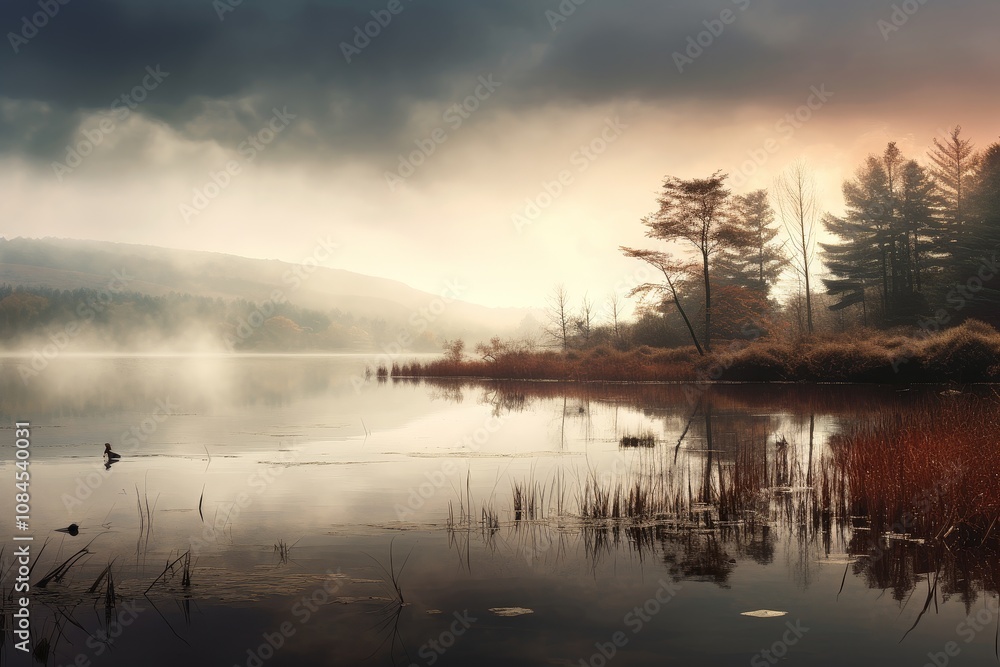 Fototapeta premium Tranquil Lakes' Mirrored Serenity