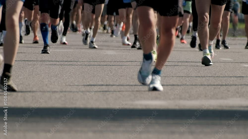 Athletes are running a marathon on a paved road Athletes are running a marathon on a paved road
