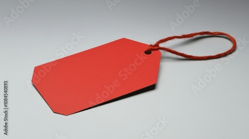 hanging red blank label tag on white