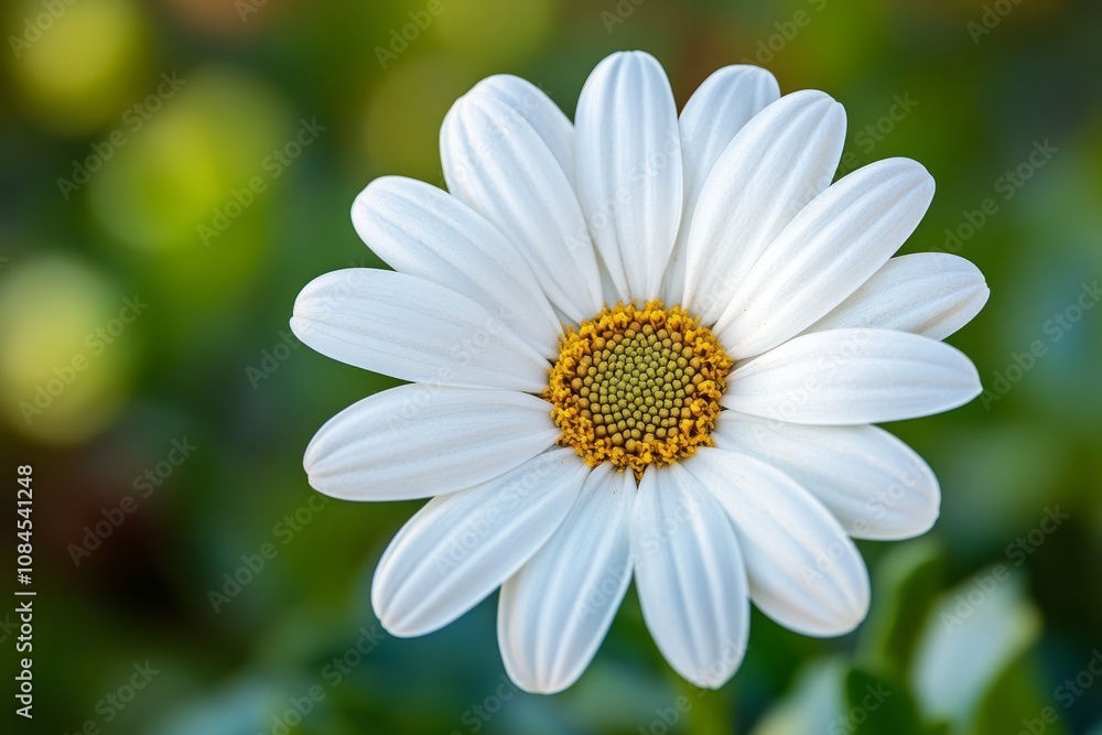 Fototapeta premium A delicate white flower blooms softly amidst green leaves in a serene garden setting