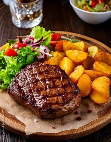 Obraz na płótnie grilled steak with salad w salonie