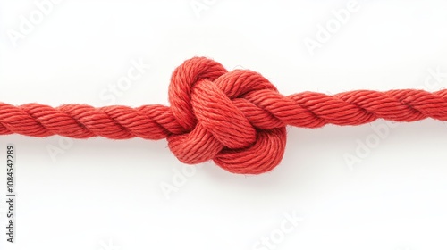 red rope with knot on white