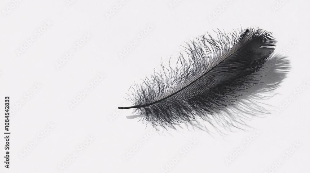Soft shadow of a feather on a light background Soft shadow of a feather on a light background