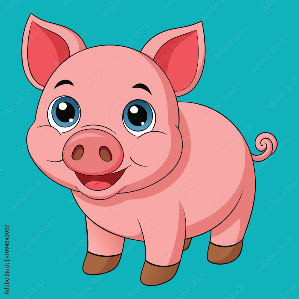 Naklejka premium pig cartoon vector illustration