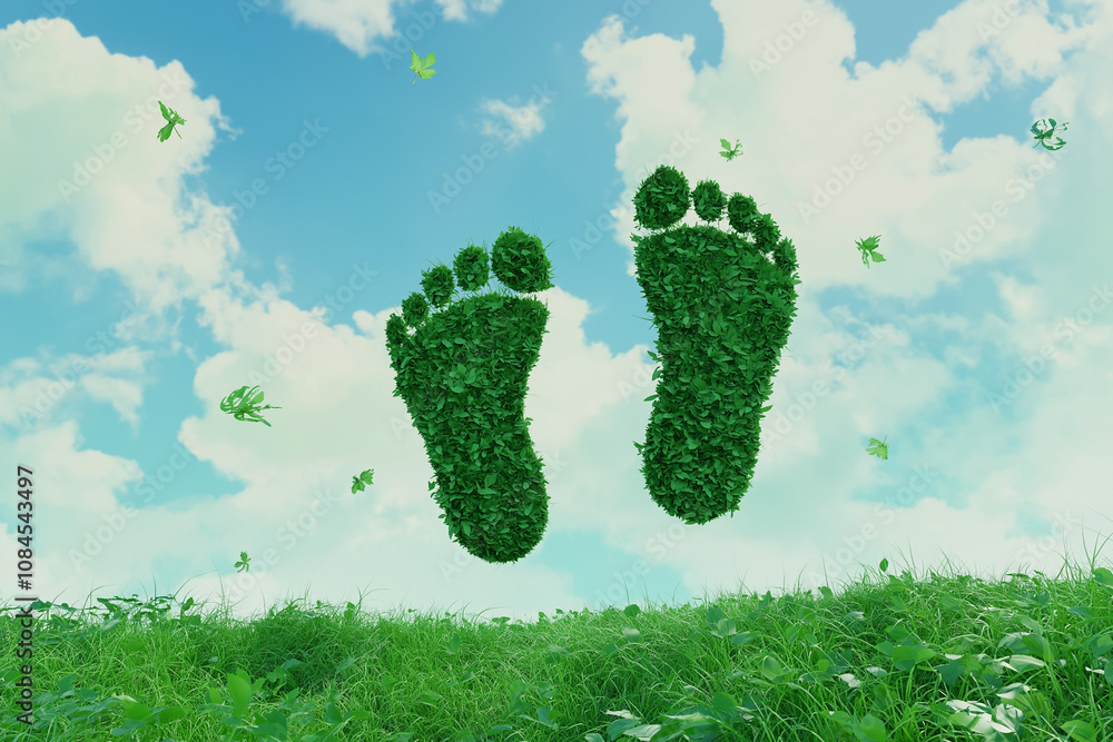 Grüne Fußabdrücke auf Gras symbolisieren Umweltschutz und Nachhaltigkeit
Grüne Fußabdrücke auf Gras symbolisieren Umweltschutz und Nachhaltigkeit