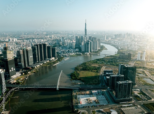 Wallpaper Mural Aerial over Ho Chi Minh city, Vietnam and tallest skyscraper  Torontodigital.ca