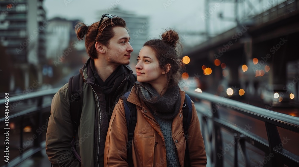 Fototapeta premium City Explorers: Candid Moments of a Couple's Adventure