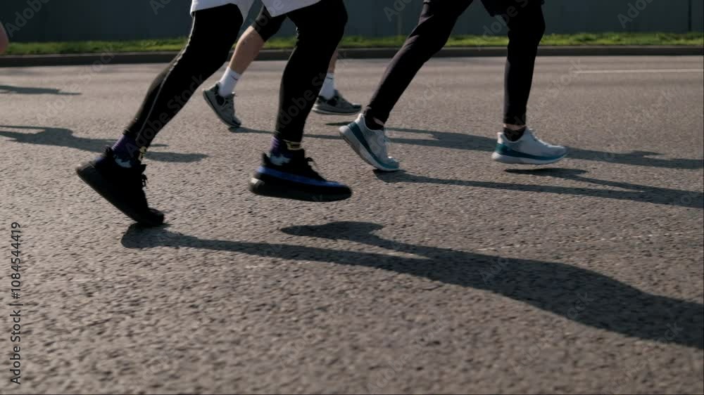 Marathon runners are pushing their limits on a sunny day Marathon runners are pushing their limits on a sunny day