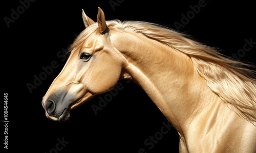 A horse with a long mane and a brown nose photo