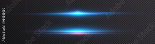 Abstract colored horizontal light with flickering glare and laser effect. For graphic design and game interfaces.	