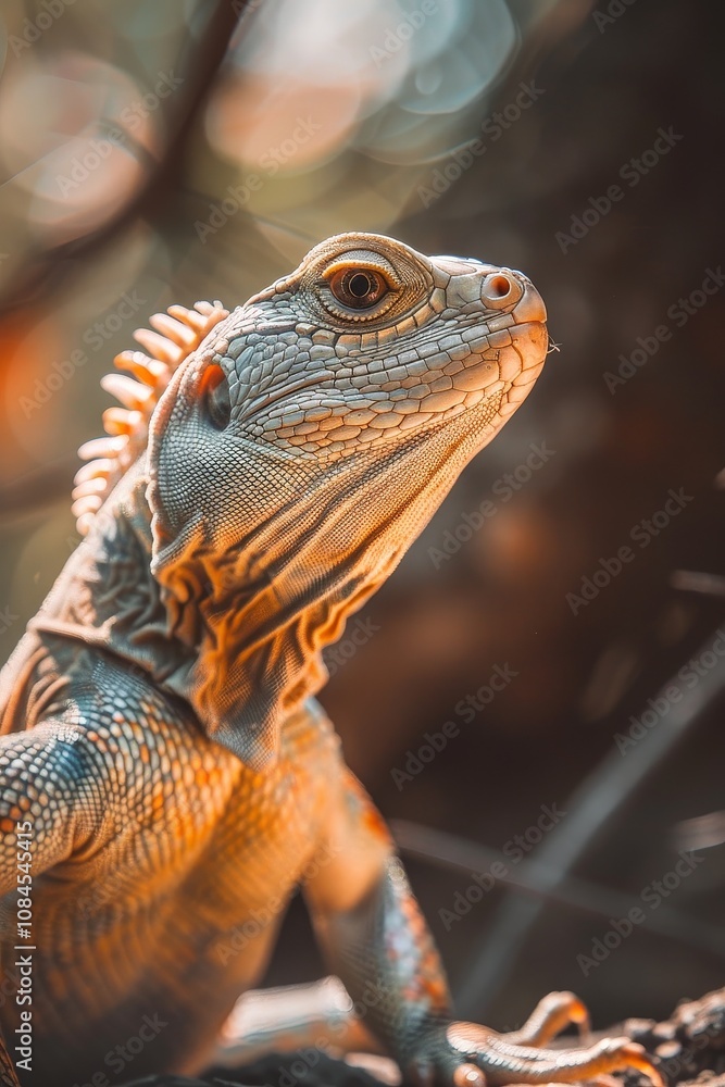 Fototapeta premium Endemic Reptile's Sunlit Portrait