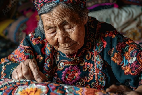 Asian Craftsman Embroidering