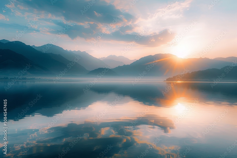 Serene Sunrise Reflections on Tranquil Waters Serene Sunrise Reflections on Tranquil Waters