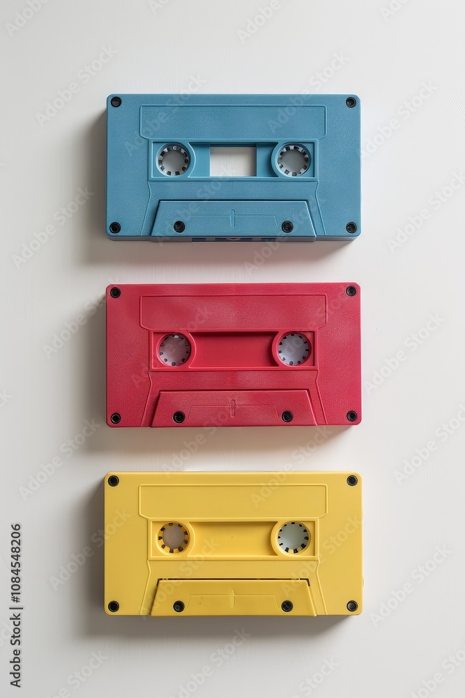 Obraz premium Nostalgic Cassette Tapes Adorned on a Pristine Canvas