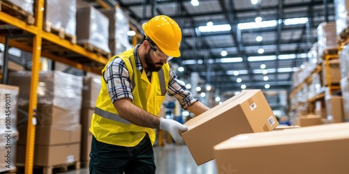 Efficient team loading packages at a modern logistics center safe warehouse environment high-quality content inside perspective supply chain management