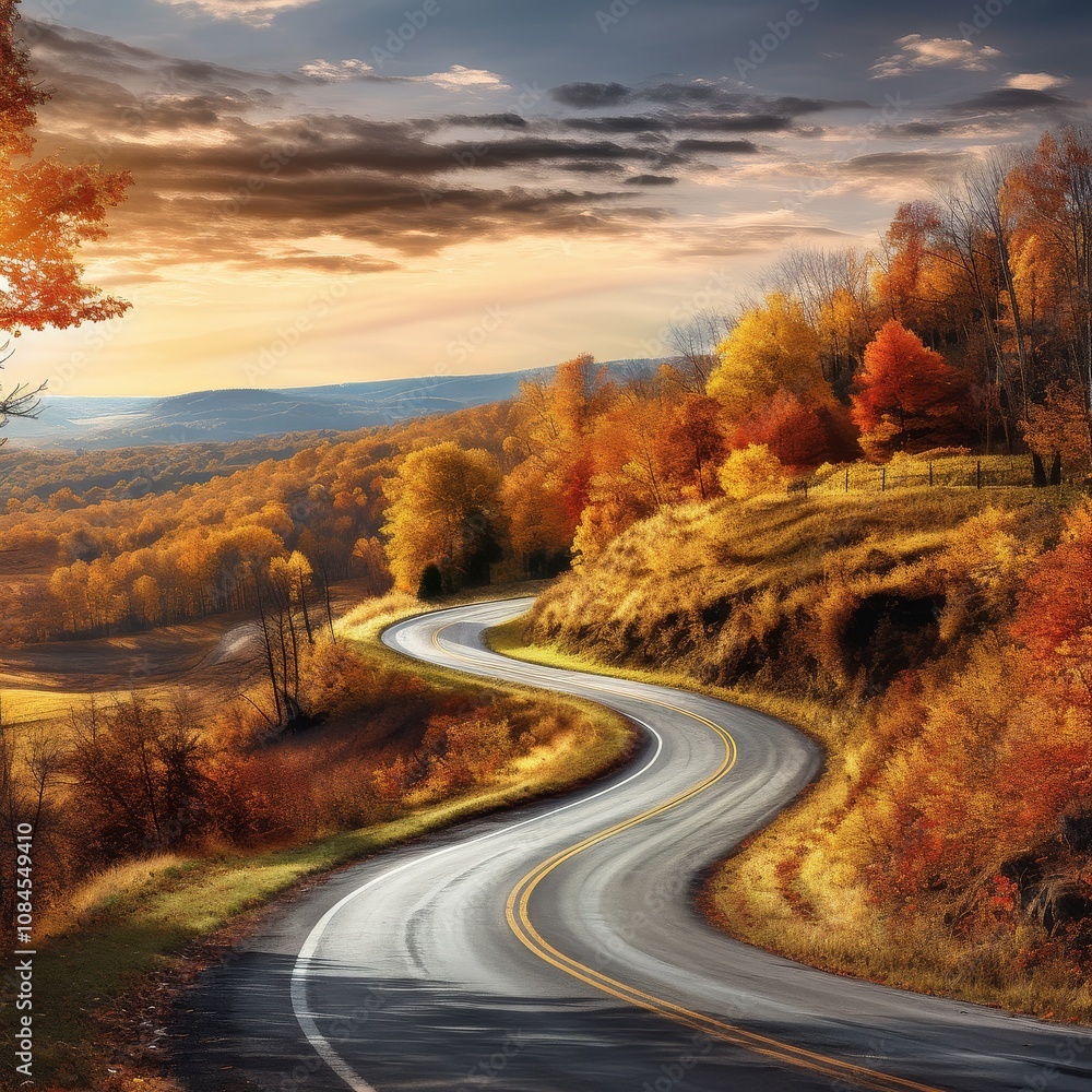 Autumn Roadside Serenity