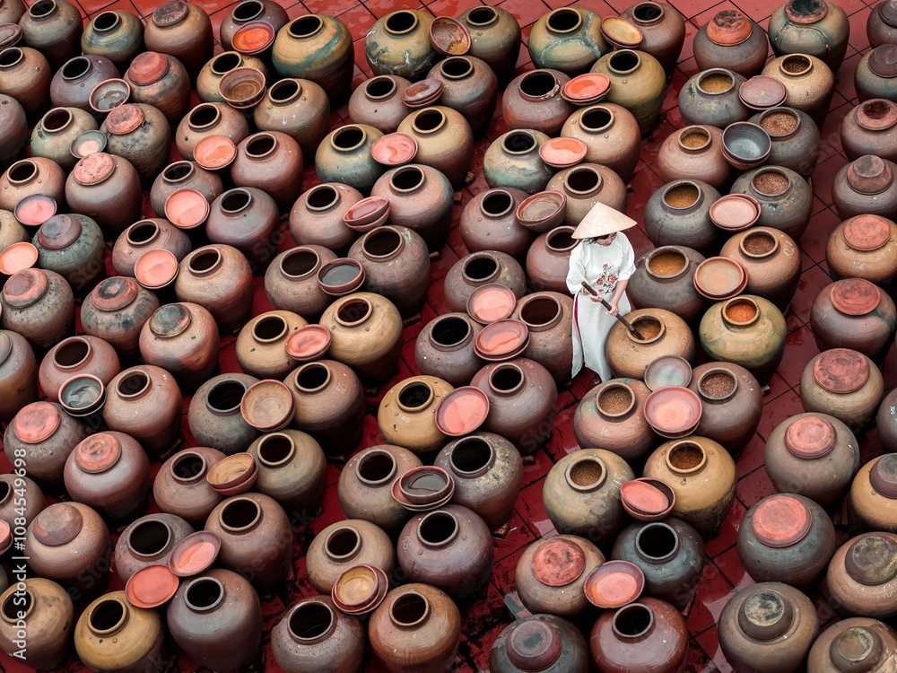 custom made wallpaper toronto digitalVietnam country side worker filling soy sauce