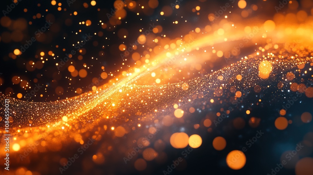 Fototapeta premium Abstract orange particles creating a vibrant optical fiber