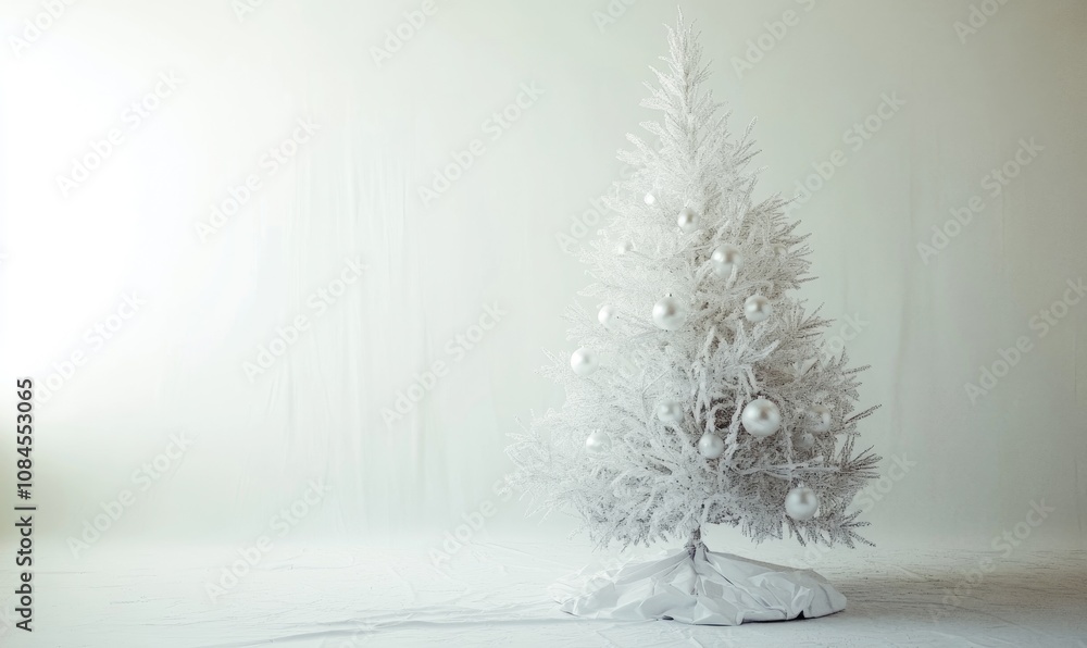 Fototapeta premium A white christmas tree with many ornaments on it