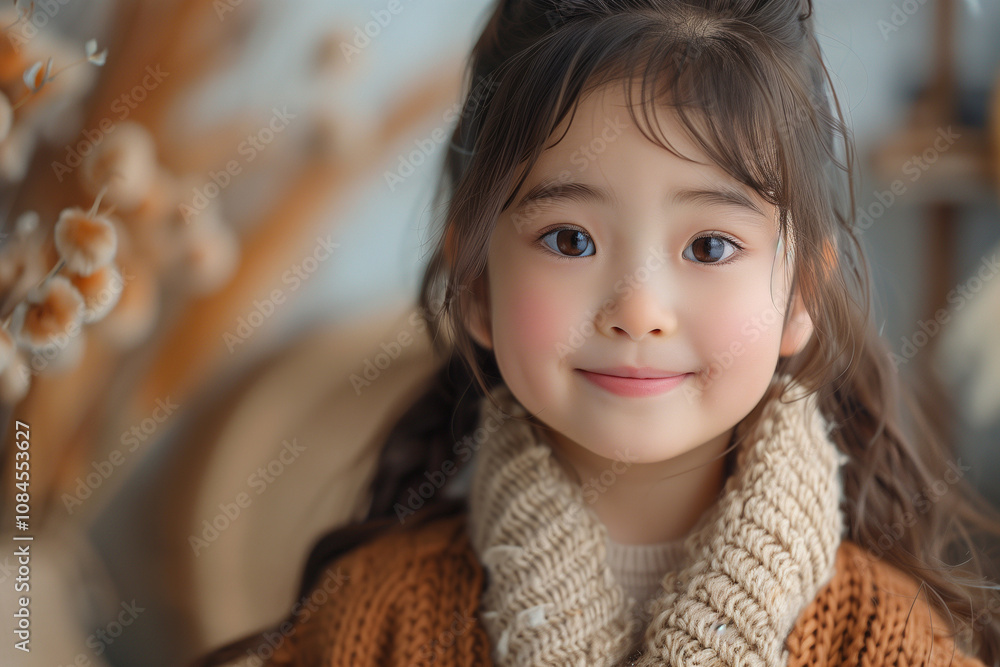 Chinese smiling girl, model, fashionable, minimalist portrait Chinese smiling girl, model, fashionable, minimalist portrait