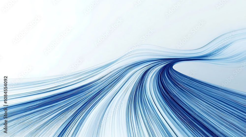 Fototapeta premium Abstract linear blue lines pattern on white background technology line, speed motion, fast forward concept design for banner or web template