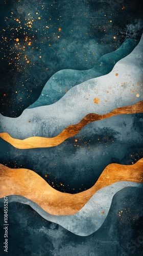 A vibrant golden sun rises over textured mountains in a serene landscape