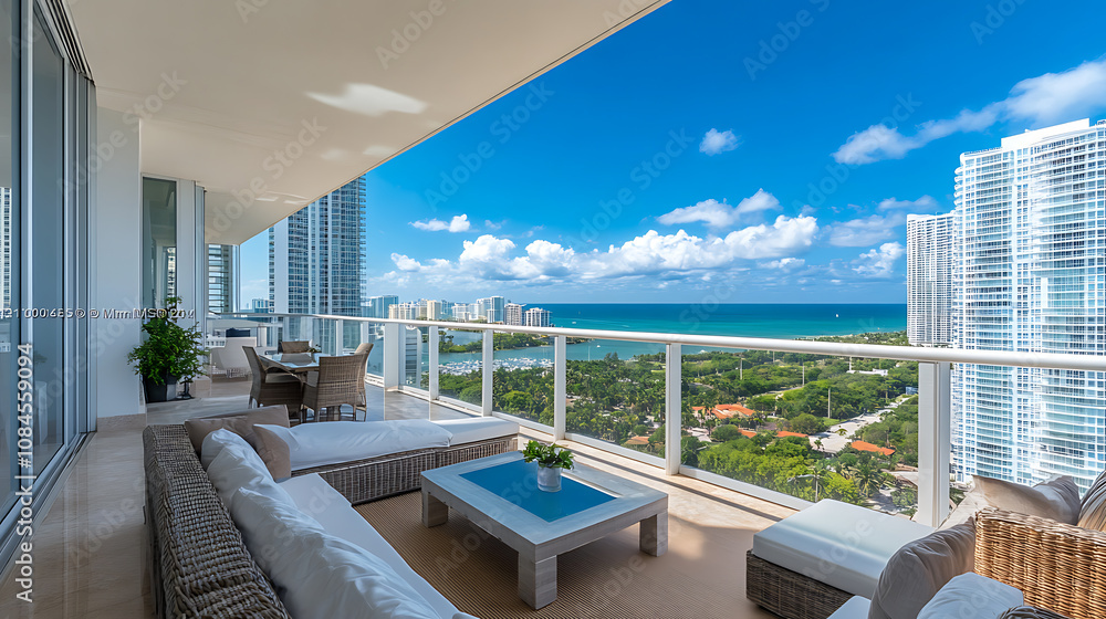 High rise buildings in miami, with ocean view, real estate photography High rise buildings in miami, with ocean view, real estate photography