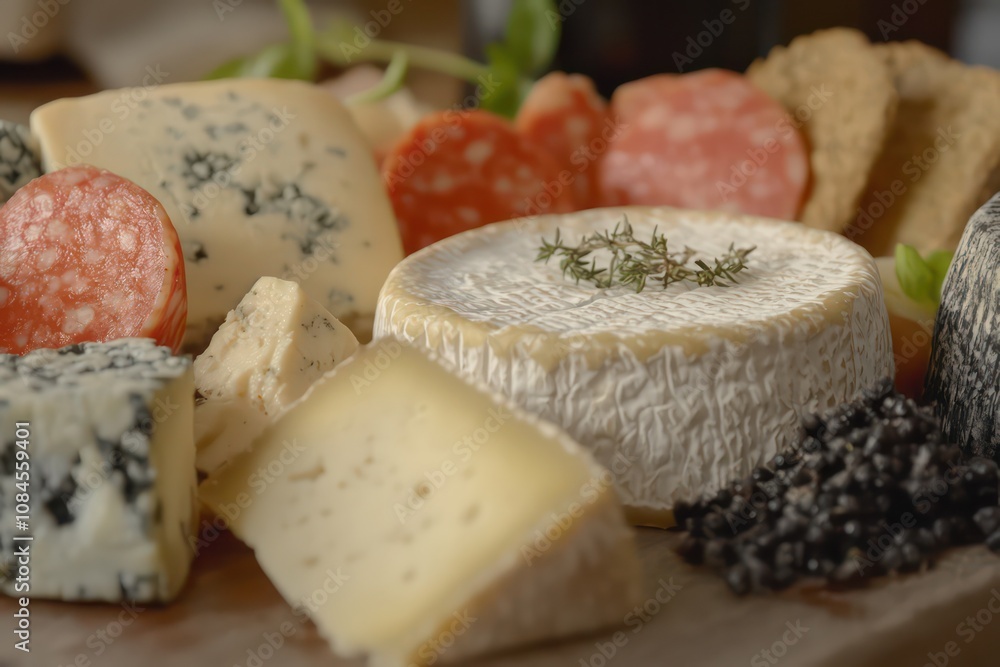 A close-up of a vegan cheese platter with artisanal selections. A close-up of a vegan cheese platter with artisanal selections.