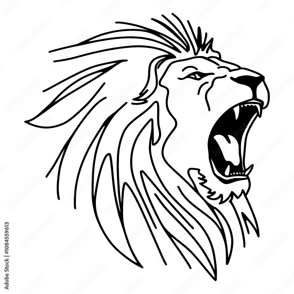 Fototapeta premium Lion portrait line art