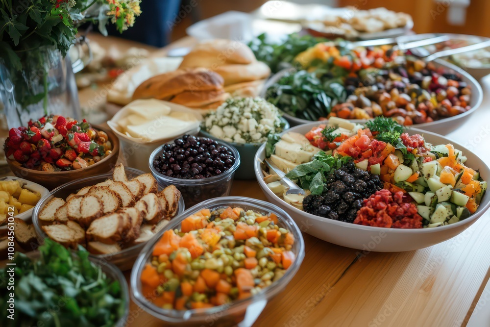 A diverse selection of plant-based foods on a table. A diverse selection of plant-based foods on a table.
