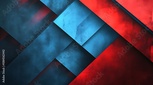 Abstract background with blue and red gradients, geometric shapes, diagonal lines modern look